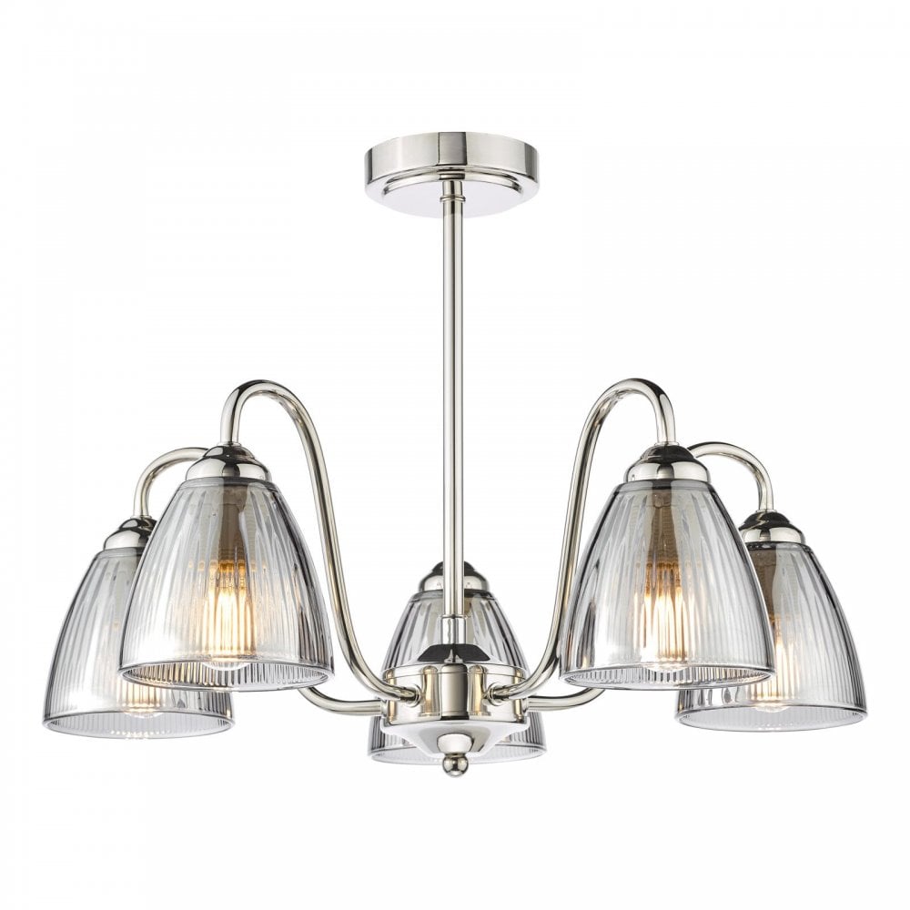 Glynis Polished Nickel 5 Light Semi Flush Fitting