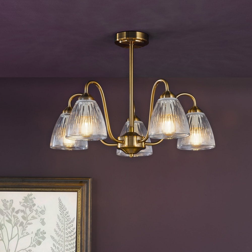 Glynis Antique Bronze 5 Light Semi Flush Fitting