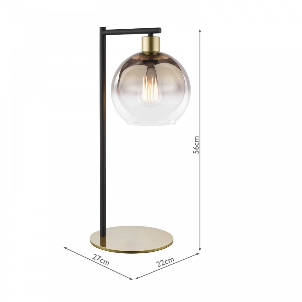 Lycia Satin Gold Table Lamp C/W Gold Ombre Glass