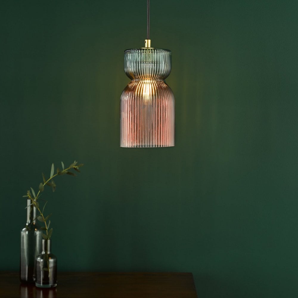 Rhubarb Pink & Green Single Pendant