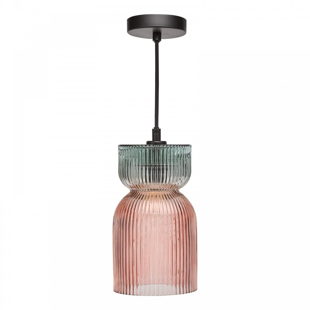 Rhubarb Pink & Green Single Pendant