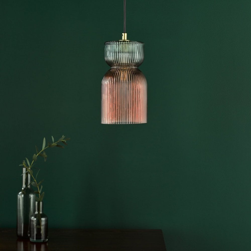 Rhubarb Pink & Green Single Pendant