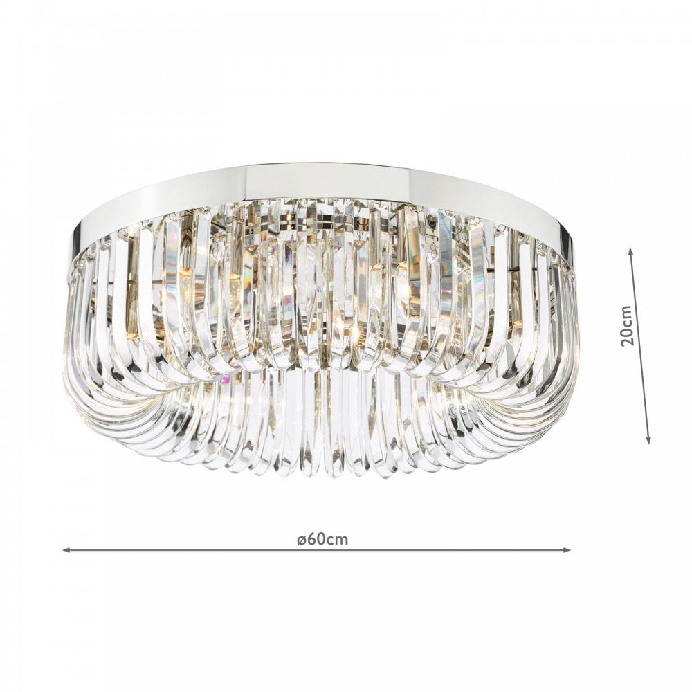 Sigourney 6 Light Polished Nickel Semi Flush Fitting