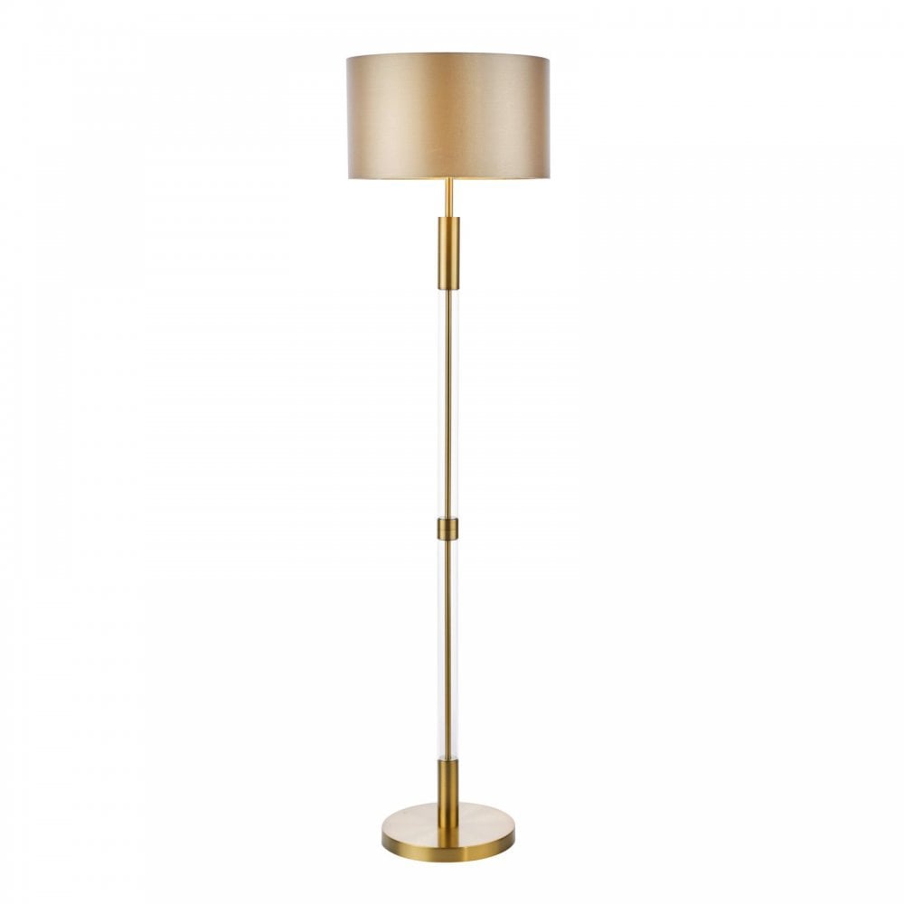 Sylvester Antique Brass Floor Lamp C/W Shade