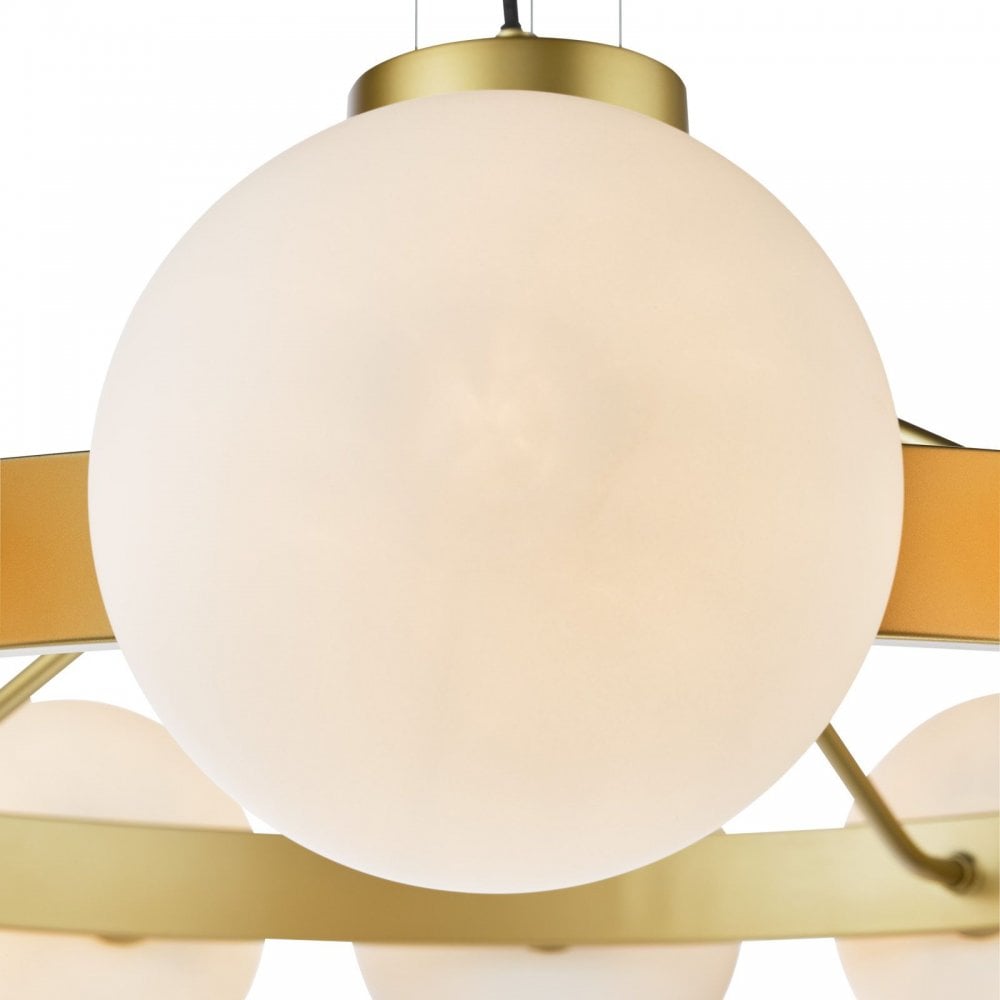 Tauri 12 Light Gold & Opal Glass Pendant