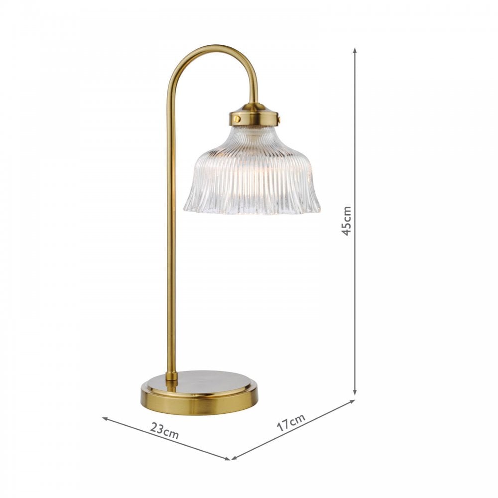 Maude Natural Brass & Ribbed Glass Table Lamp