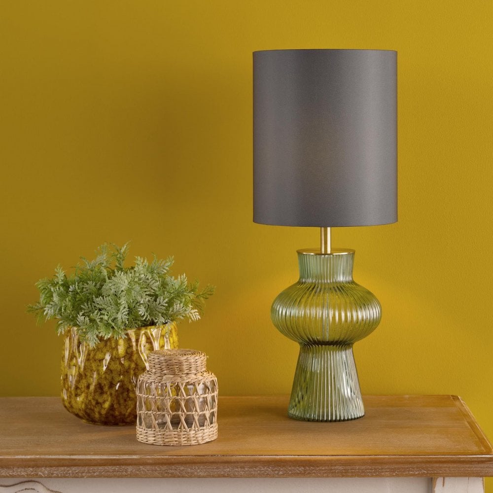 Suelita Green Glass Table Lamp C/W Shade