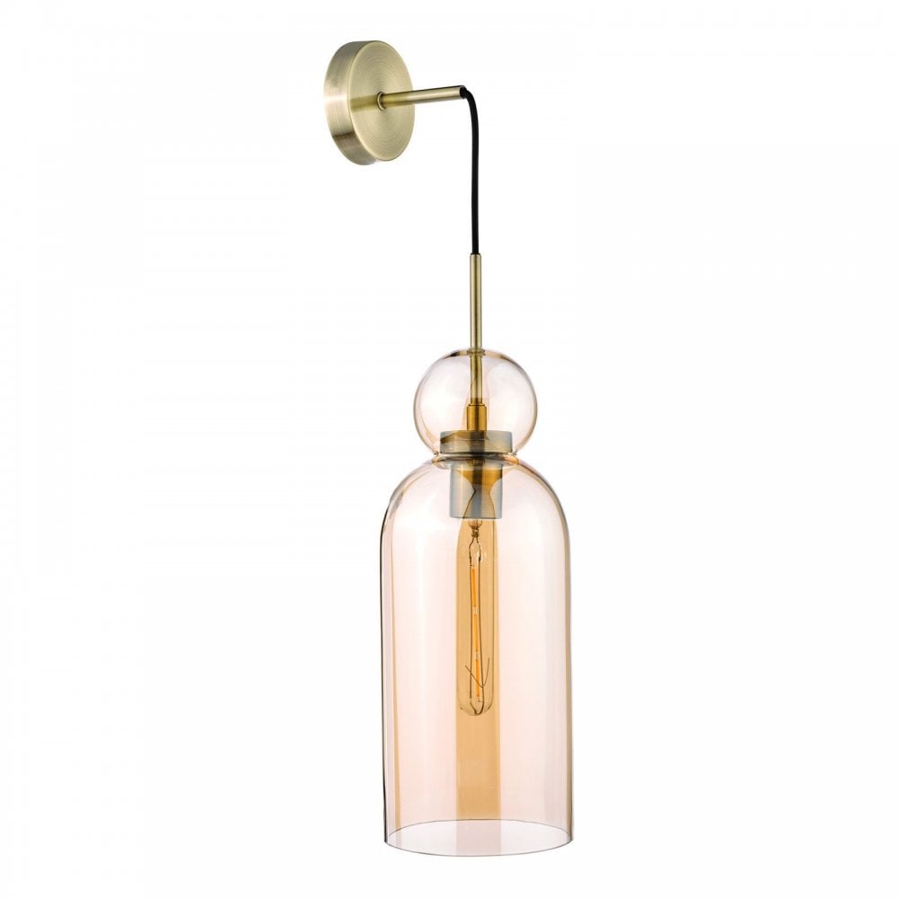 Tao Brushed Bronze & Amber Glass Pendant