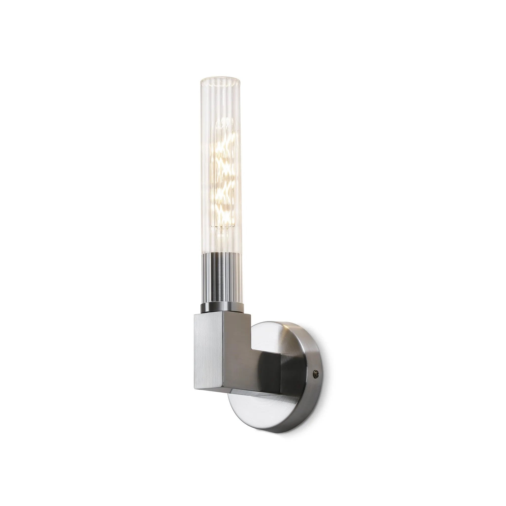 Dee Single Wall Light in Satin Nickel IP44