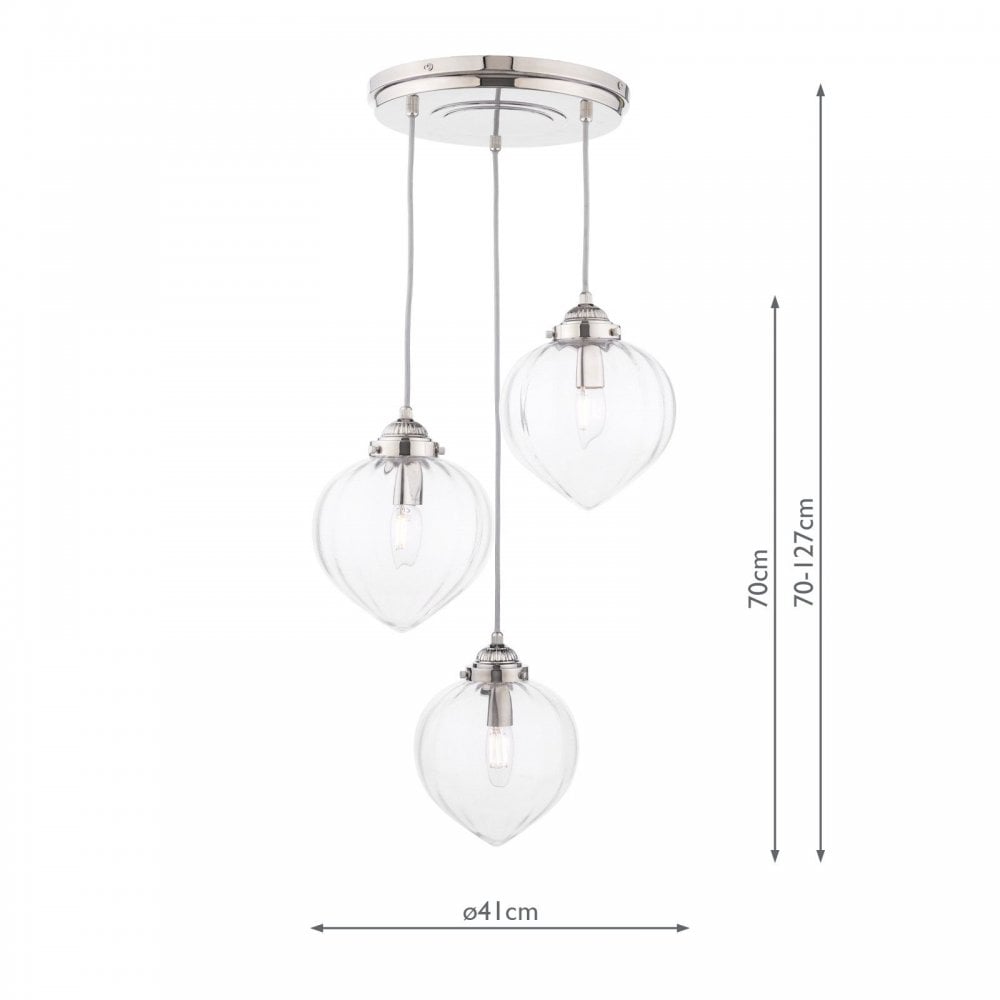 Whitham 3 Light Antique Brass Cluster Pendant