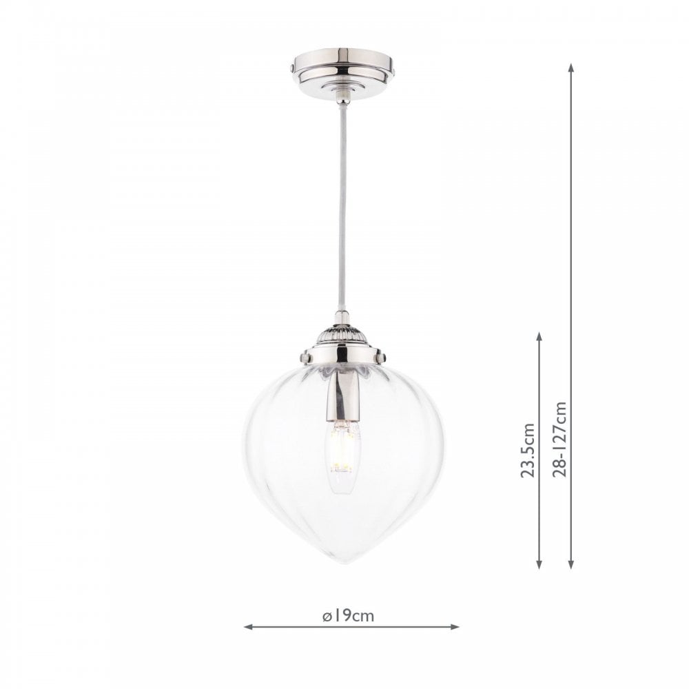 Whitham Polished Nickel & Glass Single Pendant