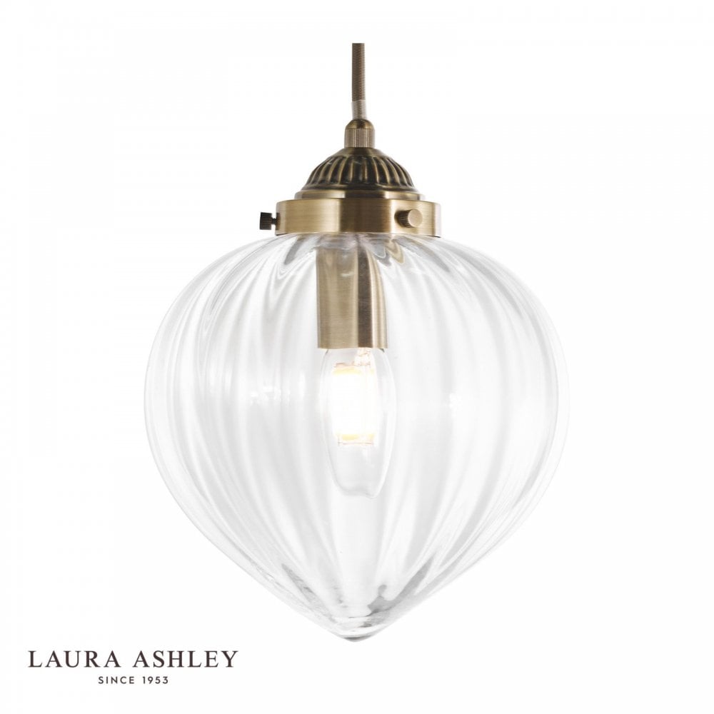 Whitham Antique Brass & Glass Single Pendant