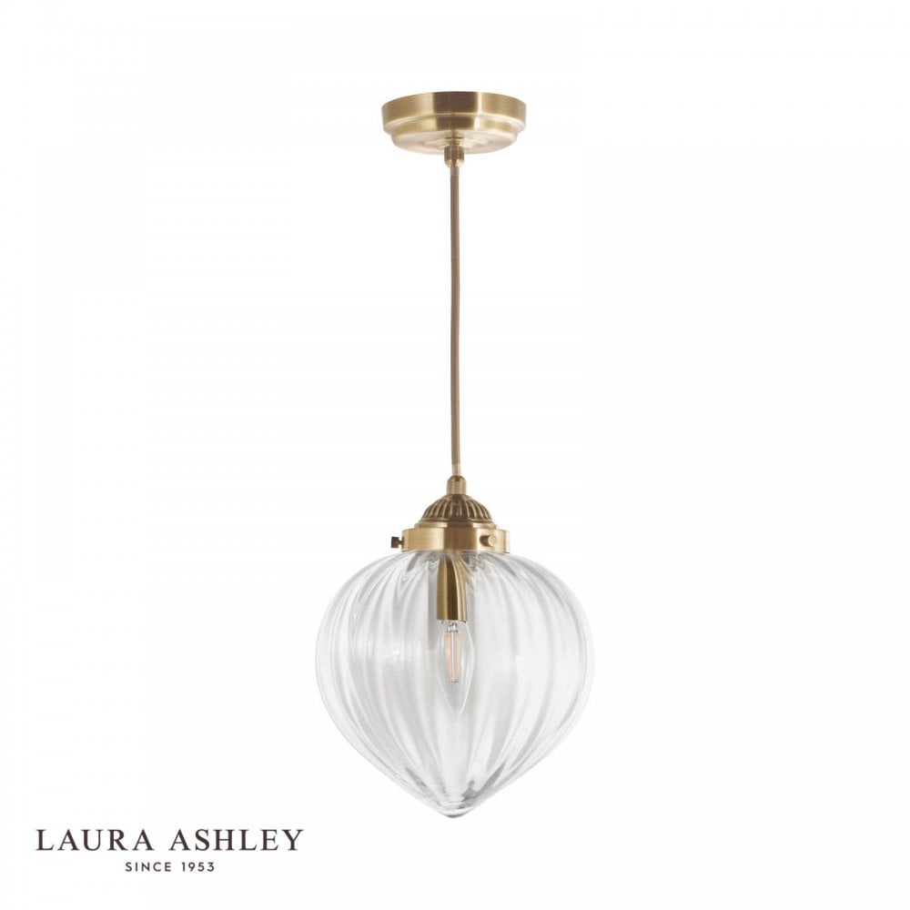 Whitham Antique Brass & Glass Single Pendant