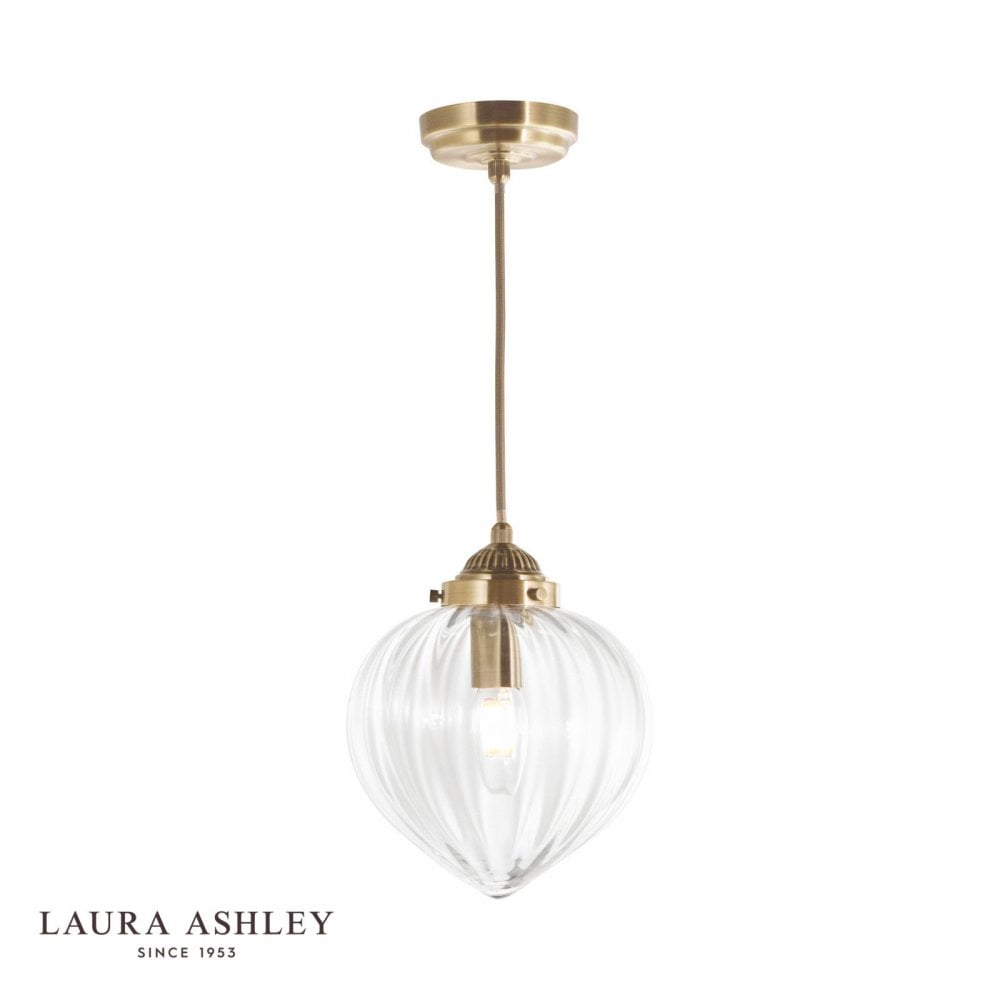 Whitham Antique Brass & Glass Single Pendant