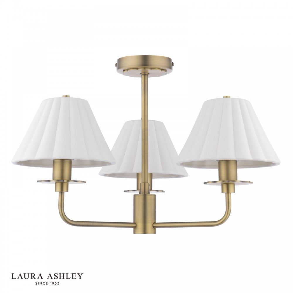 Mixbury 3 Light Semi Flush in Antique Brass