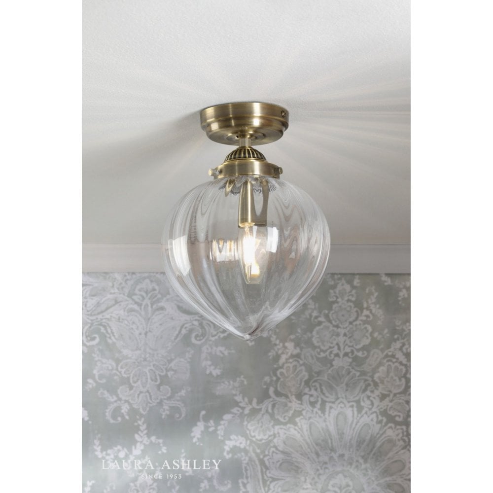 Whitham Antique Brass Bathroom Semi Flush IP44