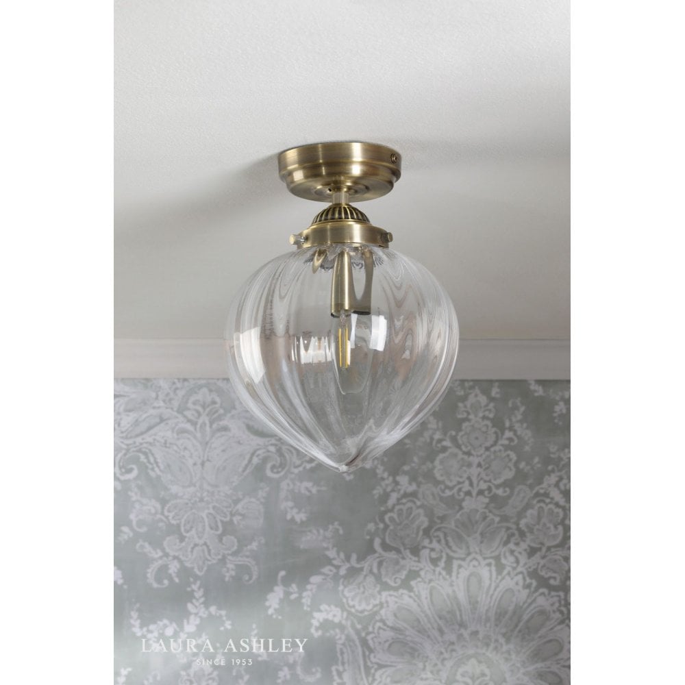 Whitham Antique Brass Bathroom Semi Flush IP44