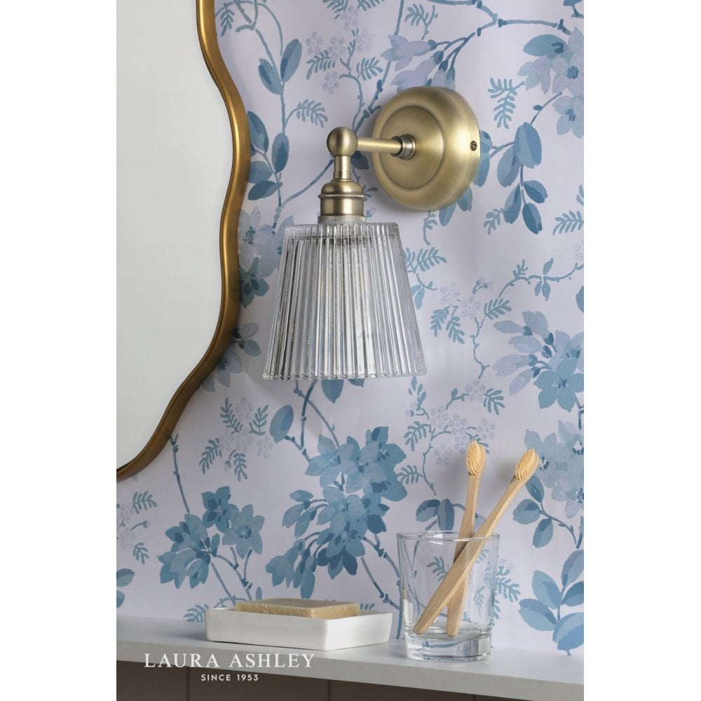 Callaghan Antique Brass & Ribbed Glass Wall Light IP44