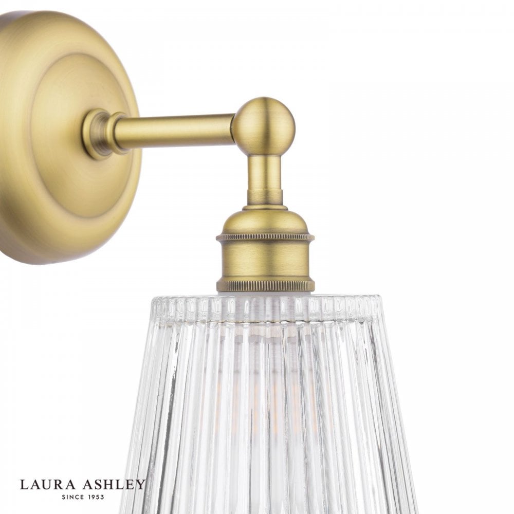 Callaghan Antique Brass & Ribbed Glass Wall Light IP44