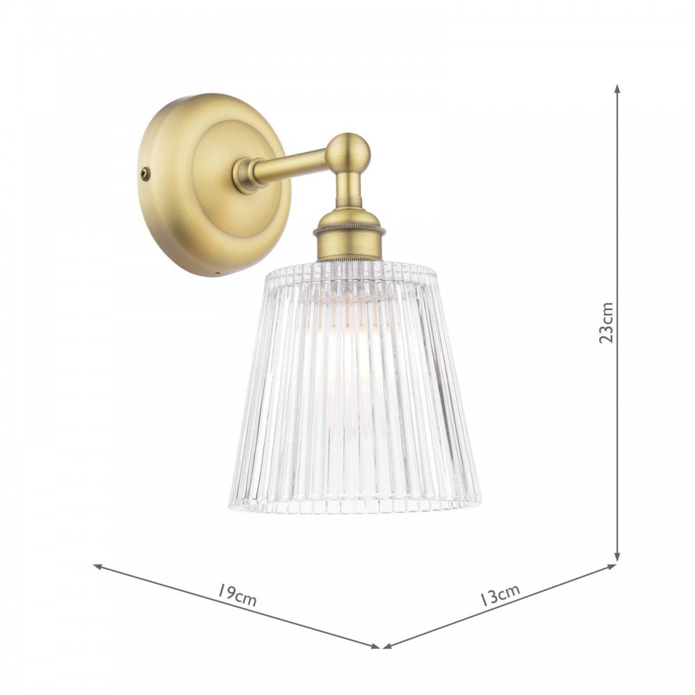 Callaghan Antique Brass & Ribbed Glass Wall Light IP44