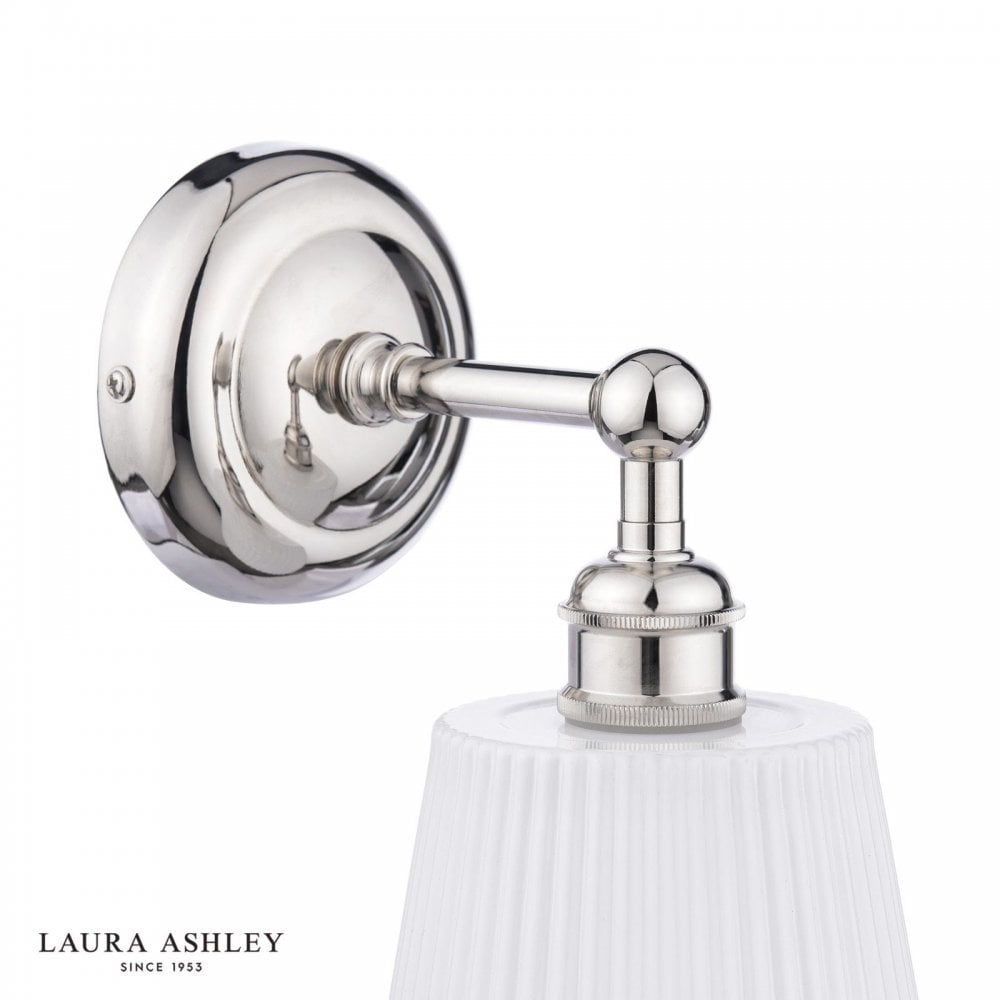 Callaghan Polished Nickel & Ribbed Glass Wall Light IP44