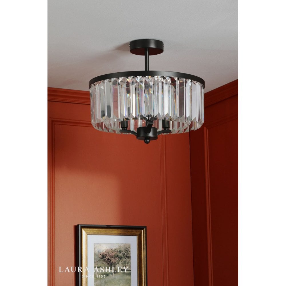 Elkwood 3 Light Semi Flush Fitting in Black Finish