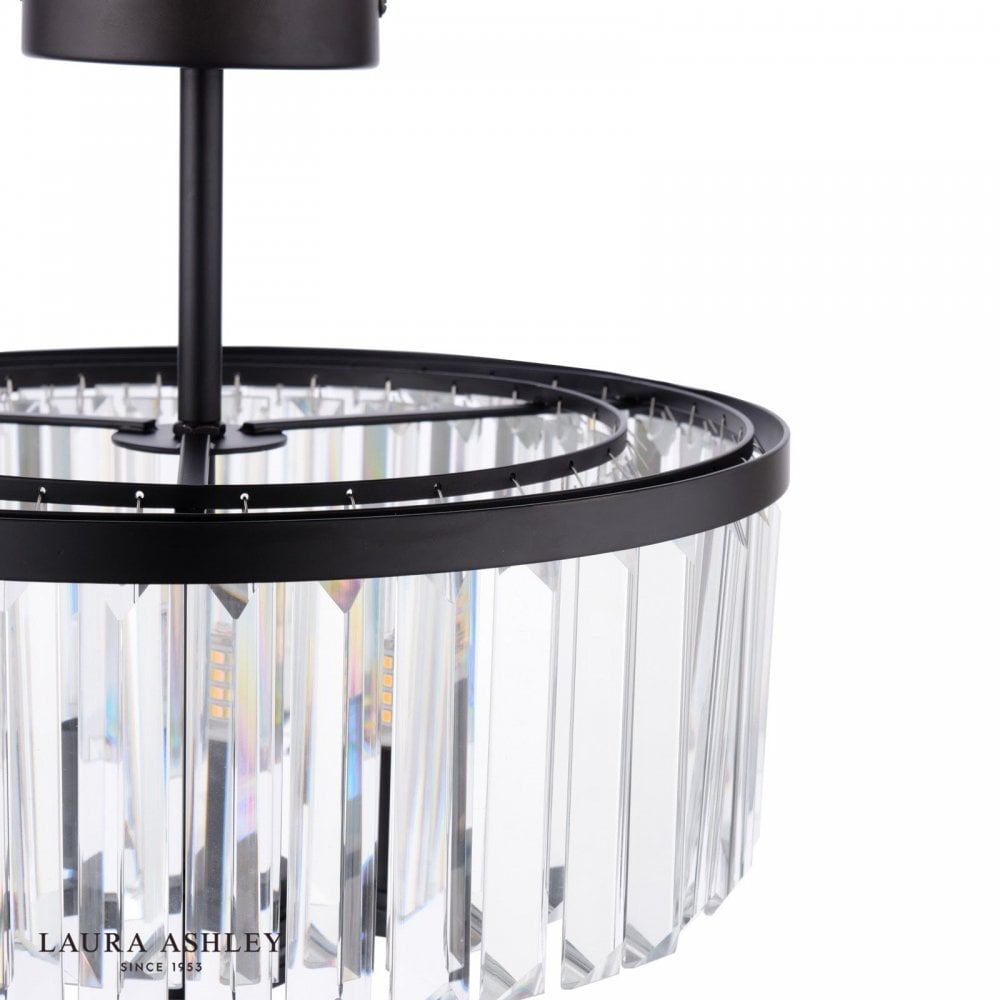 Elkwood 3 Light Semi Flush Fitting in Black Finish