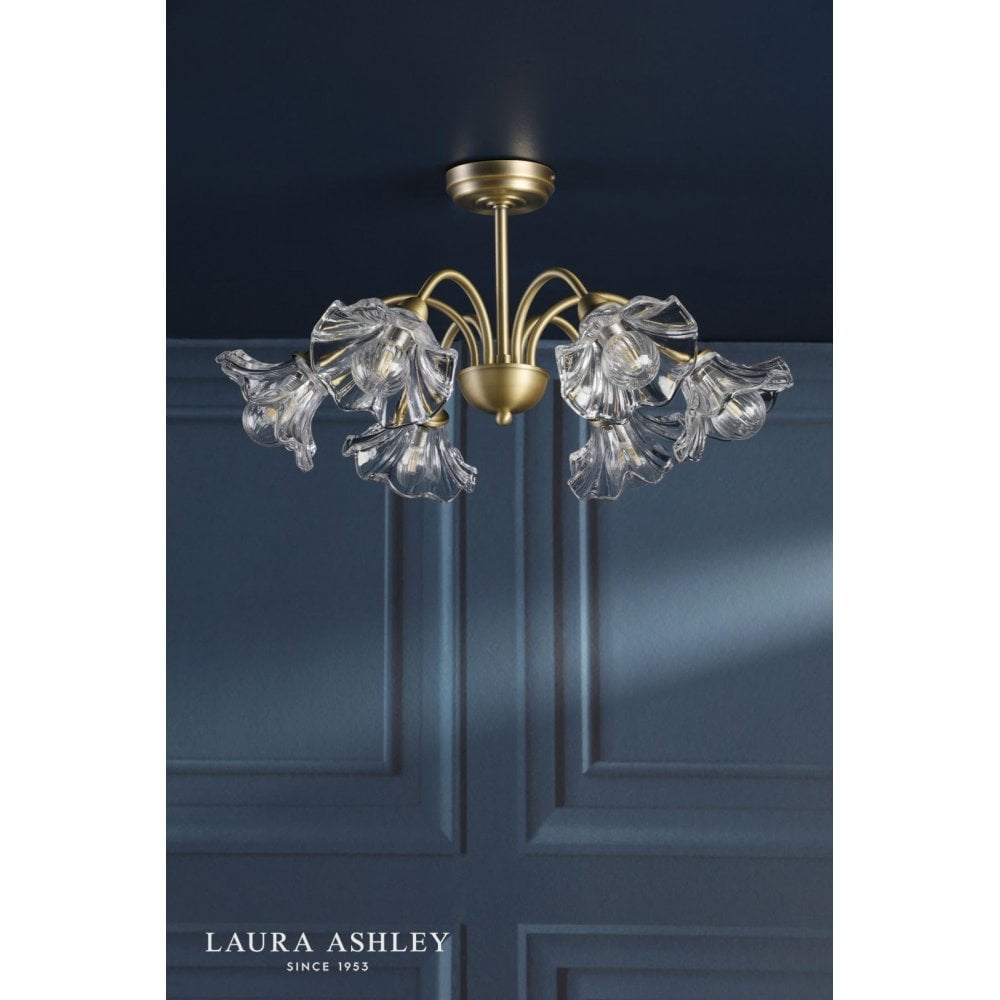 Kerswell 6 Light Semi Flush Fitting in Antique Brass