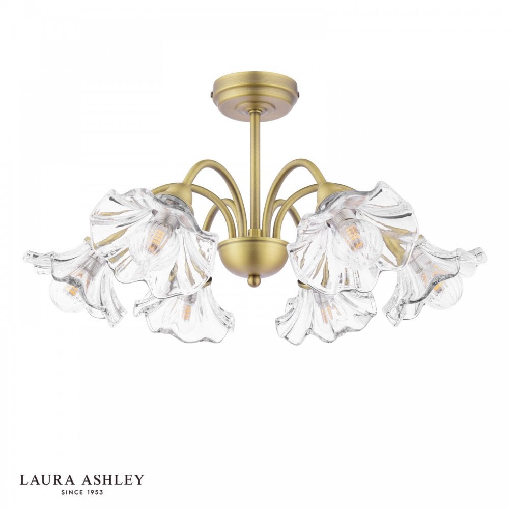 Kerswell 6 Light Semi Flush Fitting in Antique Brass