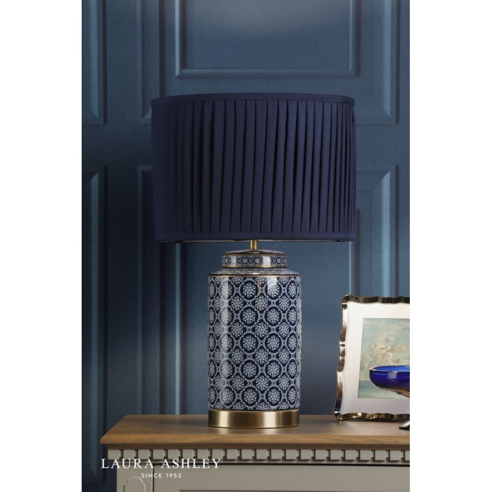 Knipton Antique Brass & Blue Table Lamp C/W Shade