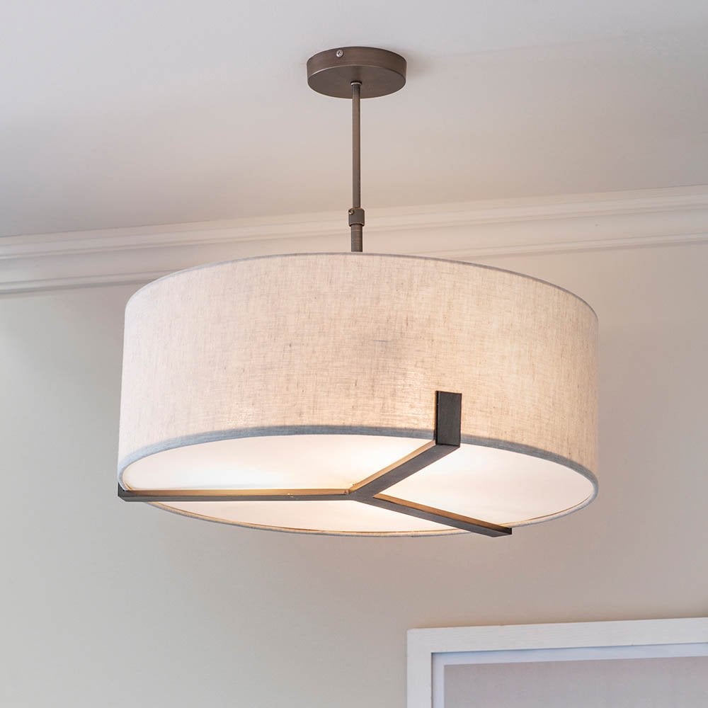 Hayfield 3 Light Pendant in Brushed Bronze C/W Shade