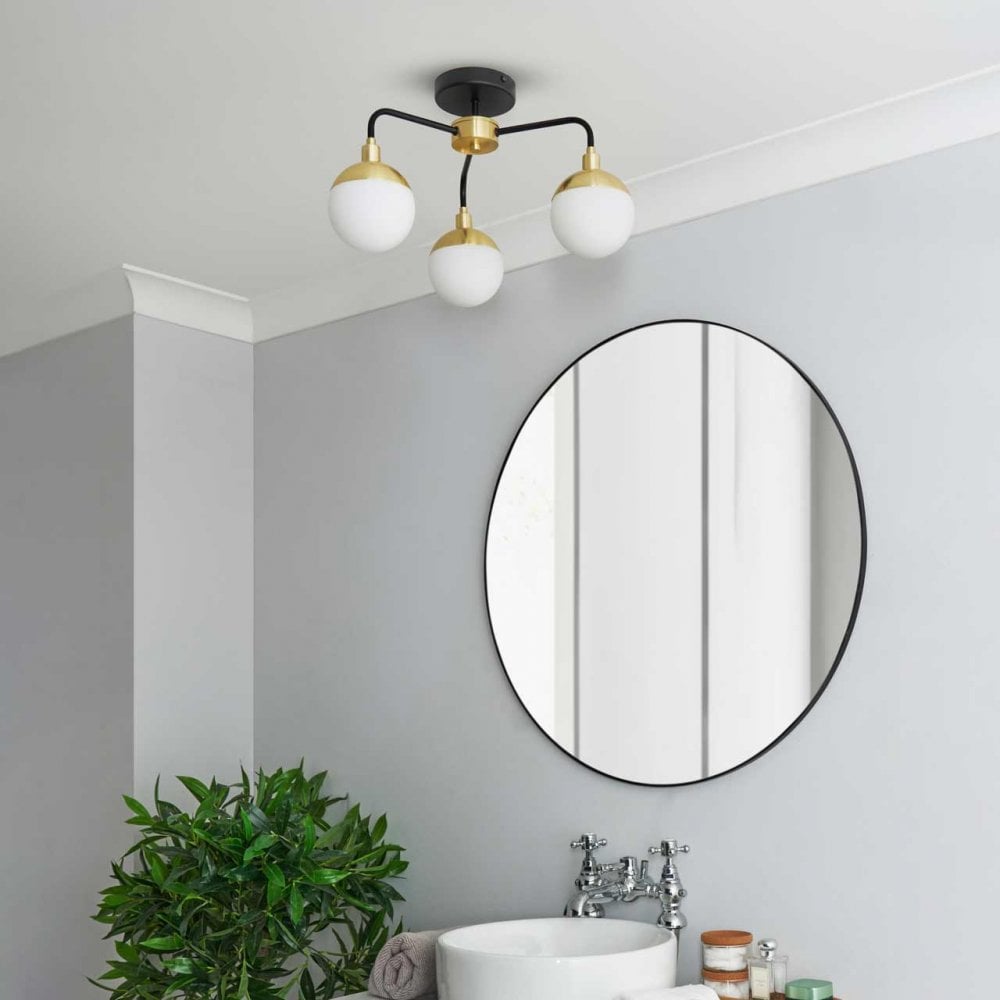 Lilli Black & Satin Brass Semi Flush Fitting