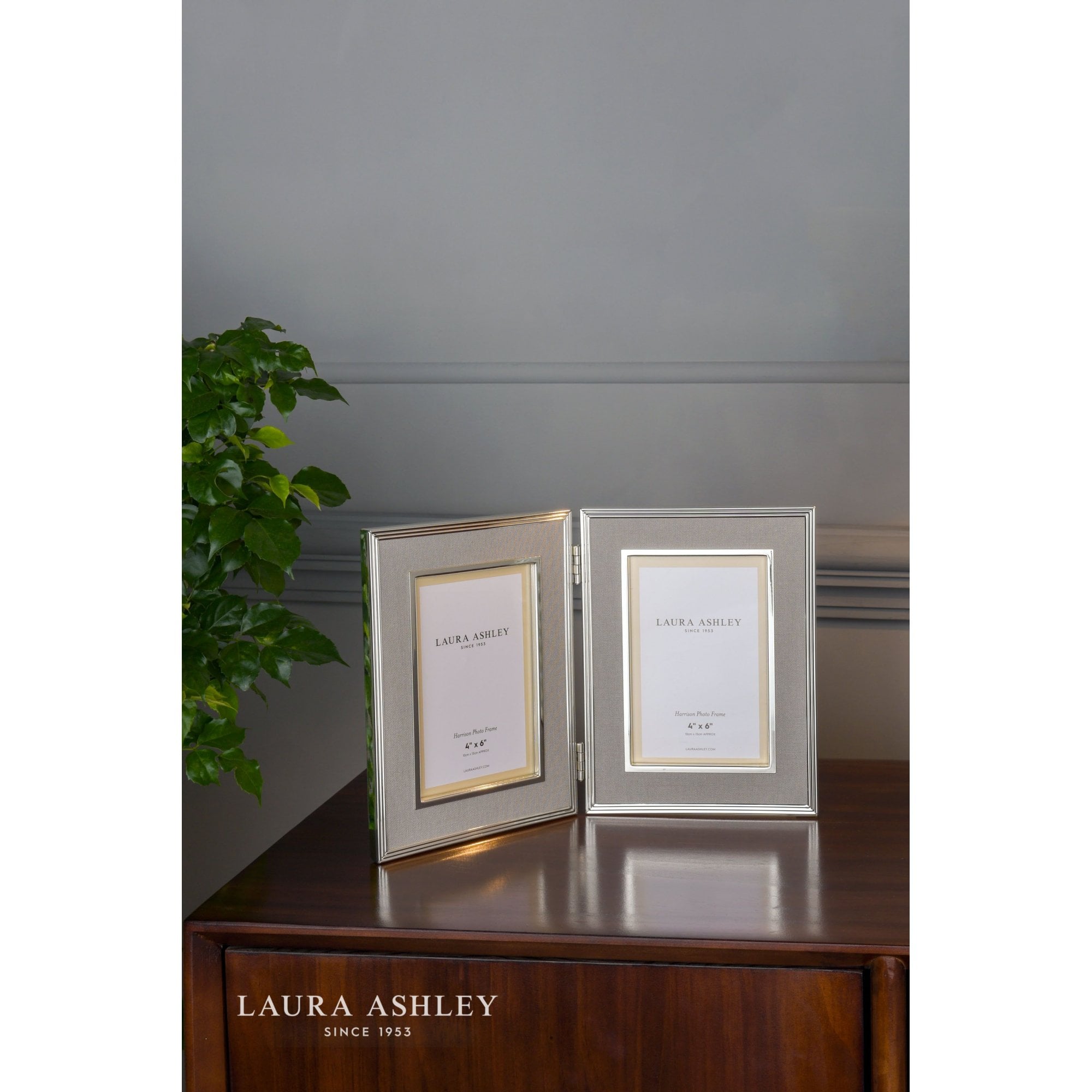 Harrison 4x6 Inch Double Photo Frame Pale Charcoal Grey Linen
