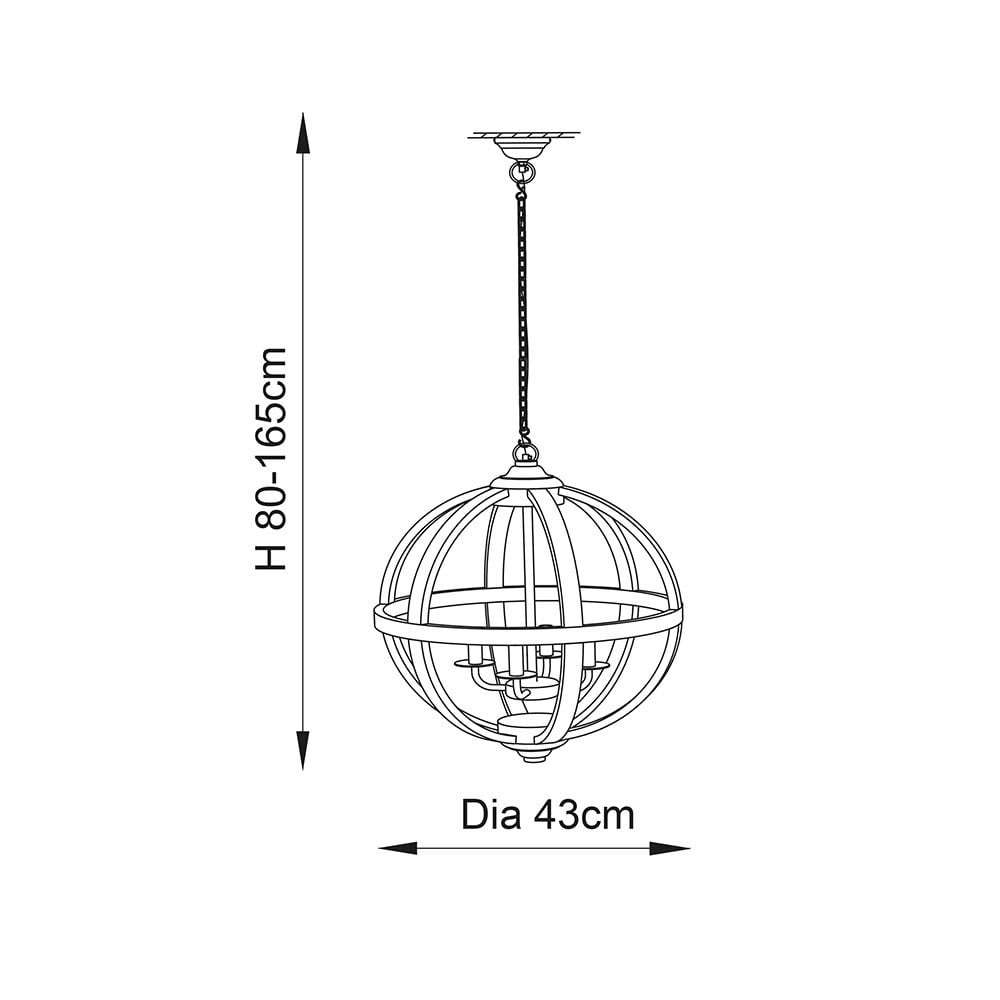 Toba 4 Light Pendant with Wood & Bronze Finish