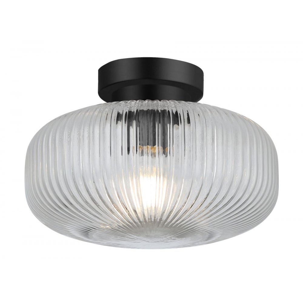 Arlo Matt Black Semi Flush Fitting IP44