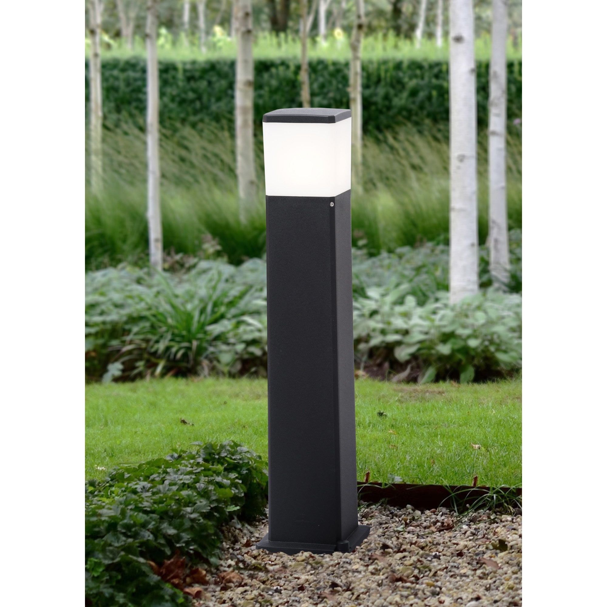 Virgilio 800mm Black Bollard with Opal Lens