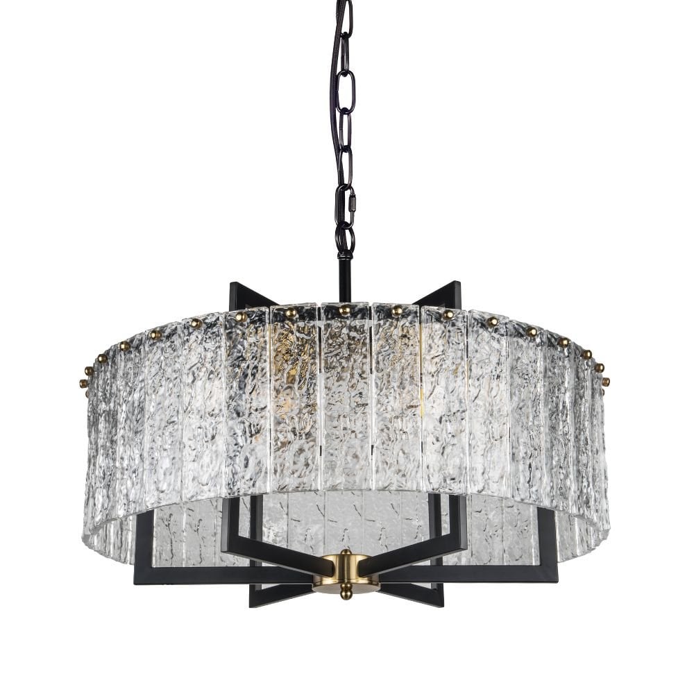 Ariana 6 Light Ceiling Pendant in Matt Black & Gold Finish