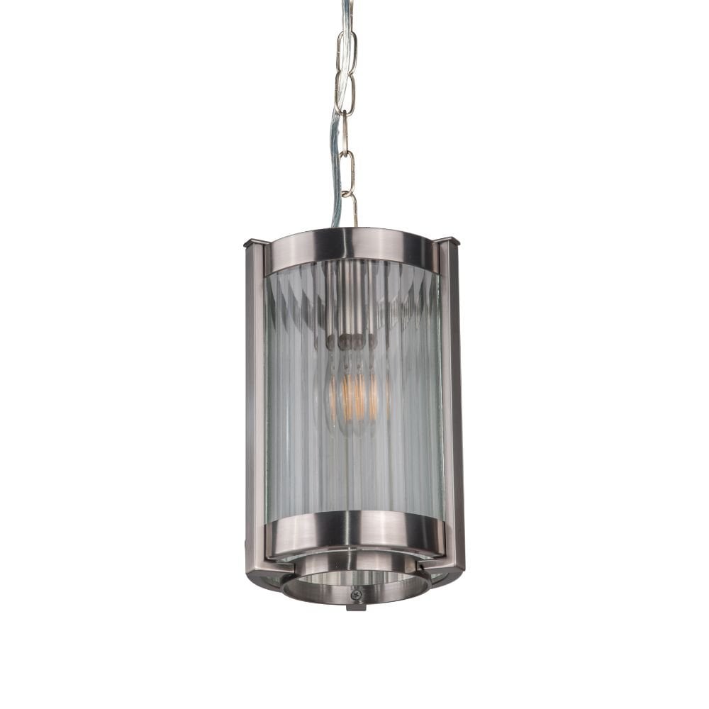 Hudson Single Glass Pendant in Satin Chrome