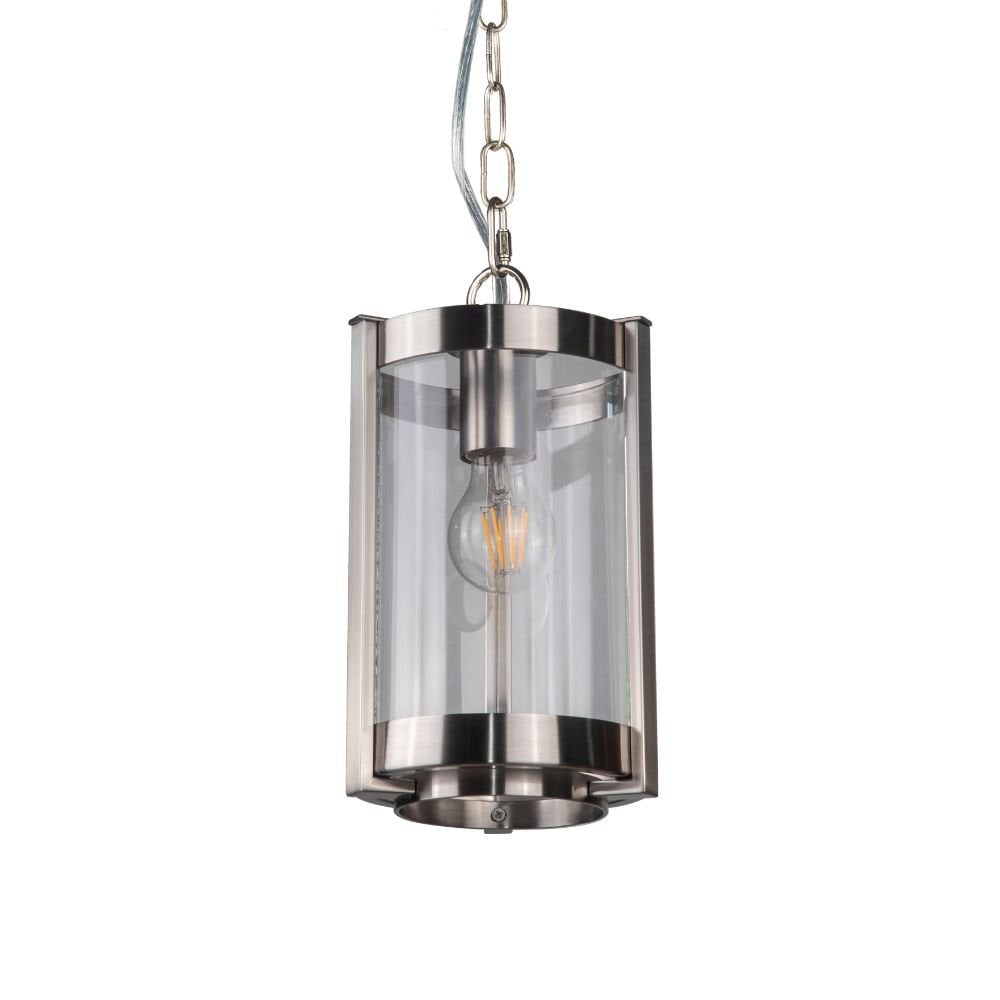 Hudson Single Glass Pendant in Satin Chrome