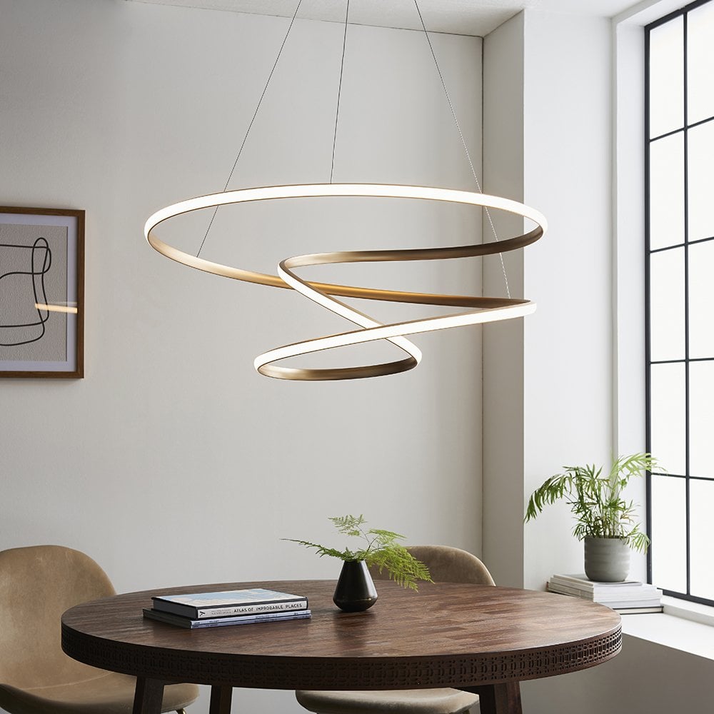 Spiral Large LED Gold Pendant