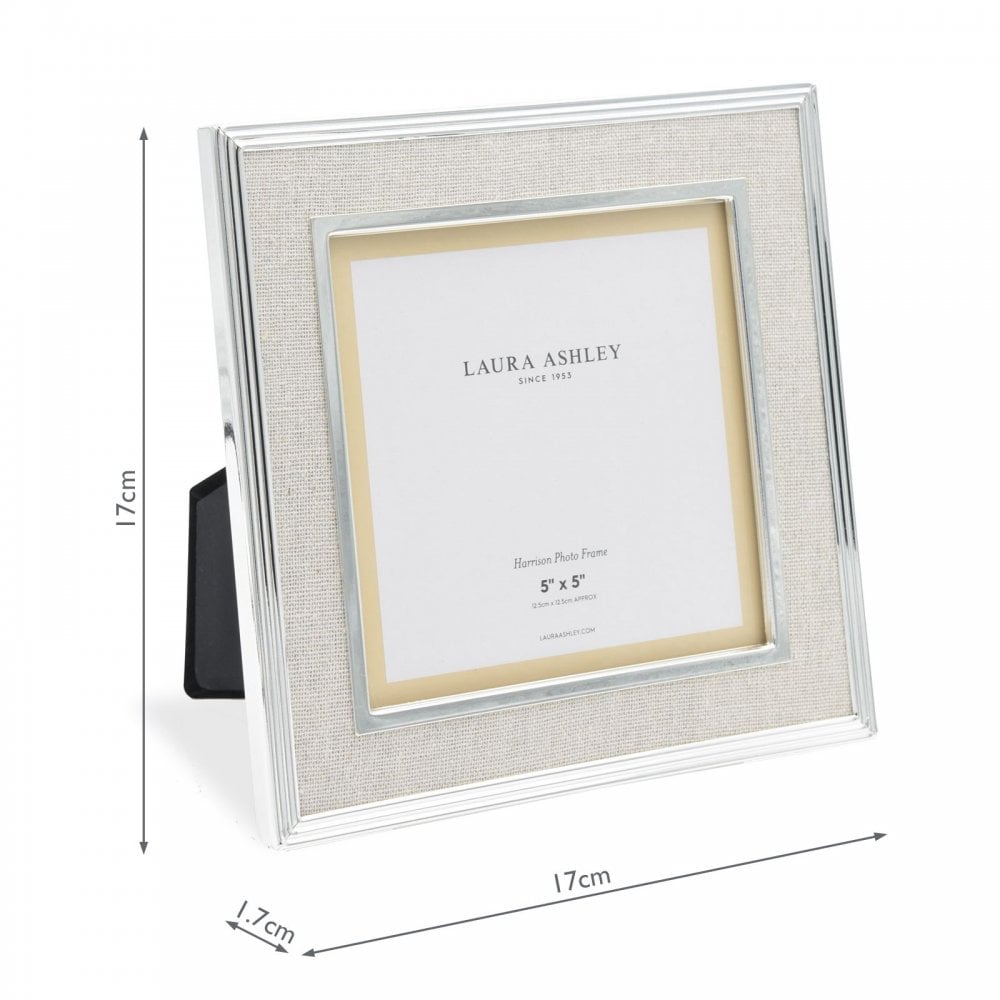 Harrison Square Polished Silver Linen Photo Frame 5x5 Inch