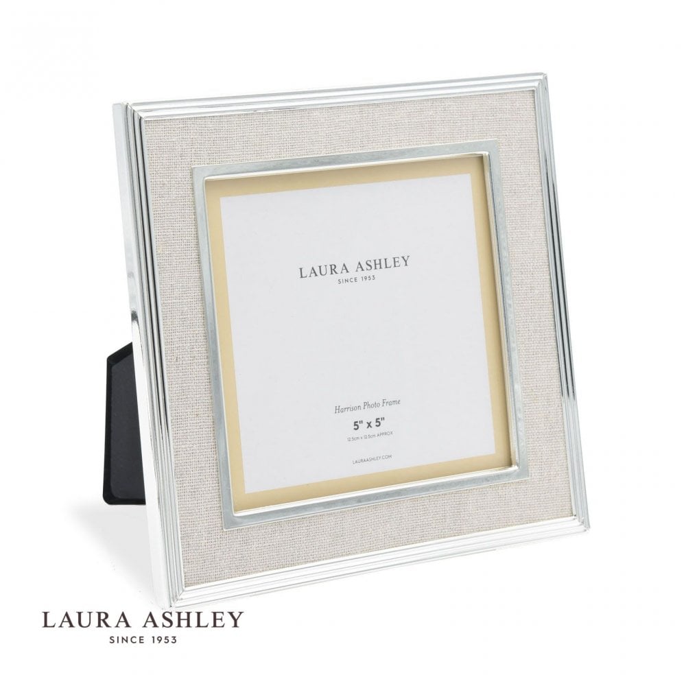 Harrison Square Polished Silver Linen Photo Frame 5x5 Inch