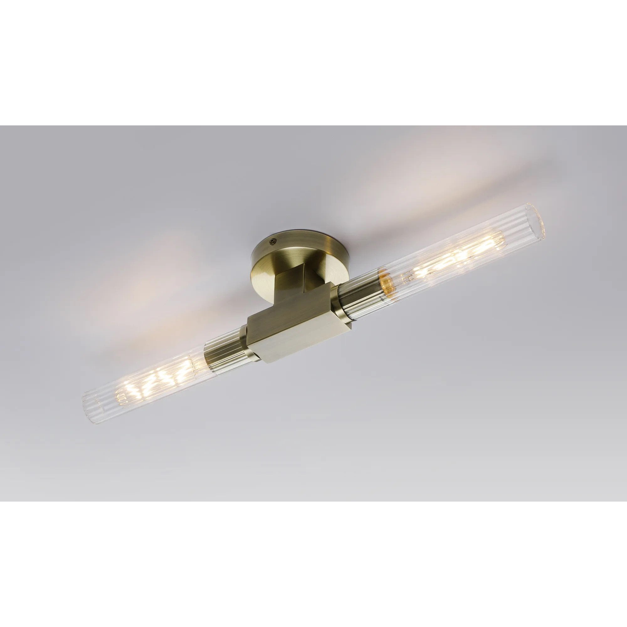 Dee Double Antique Brass Bathroom Light Wall or Ceiling IP44