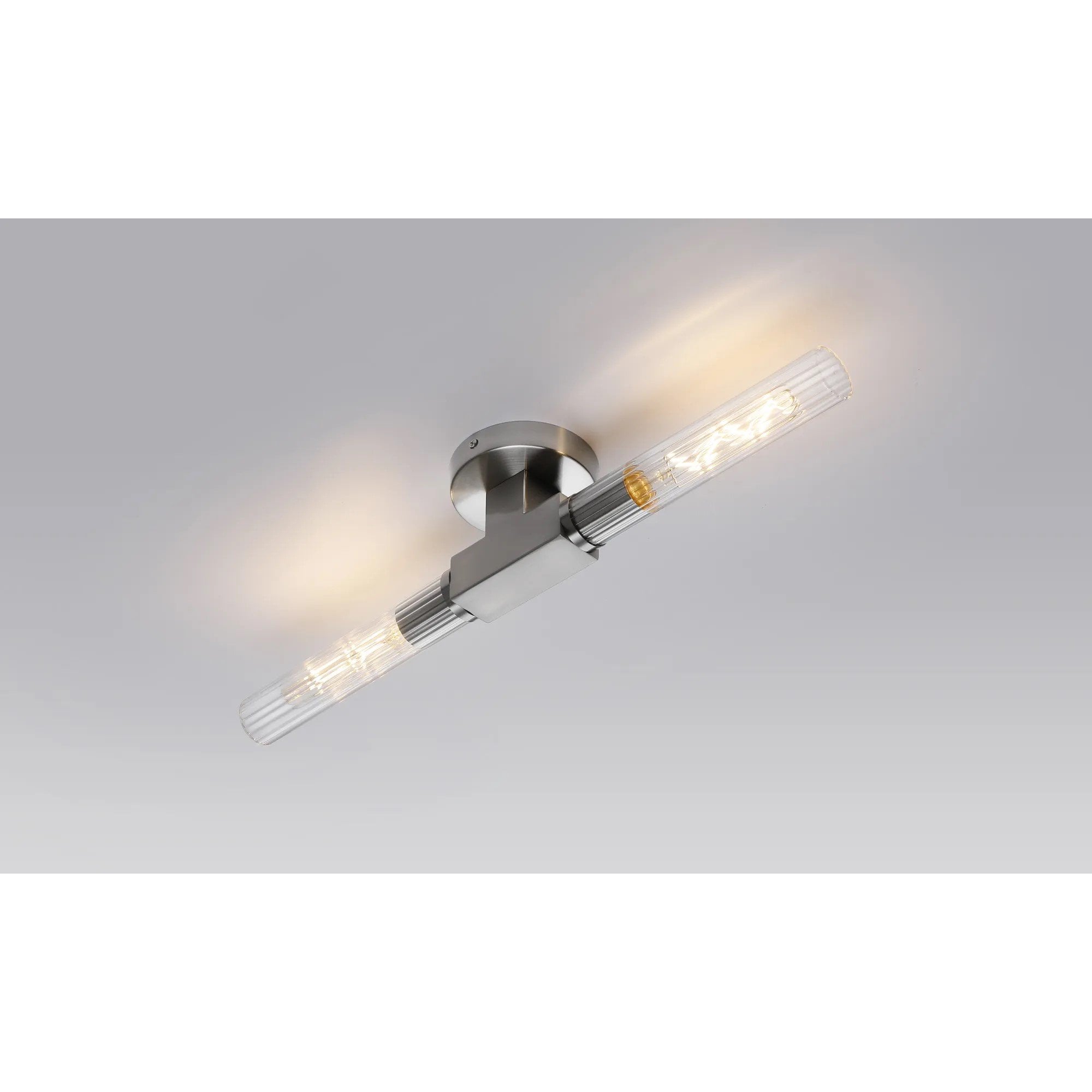 Dee Double Satin Nickel Bathroom Light Wall or Ceiling IP44