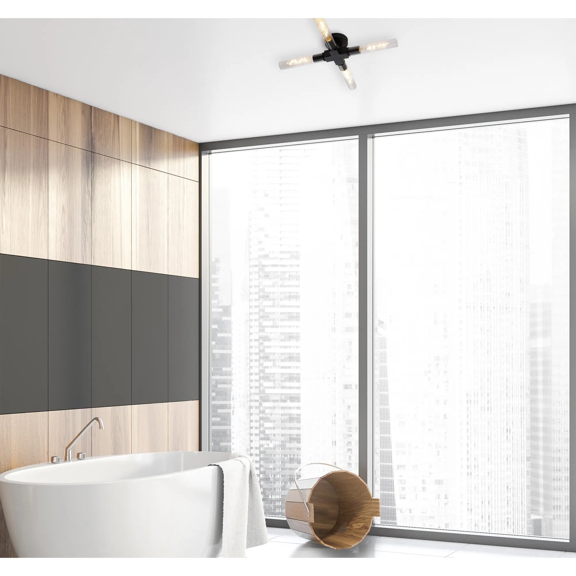Dee 4 Light Satin Black Bathroom Ceiling Fitting IP44