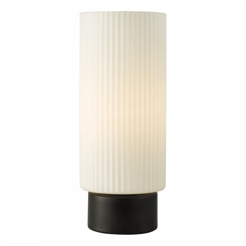 Aneska Matt Black Touch Table Lamp with Opal Glass