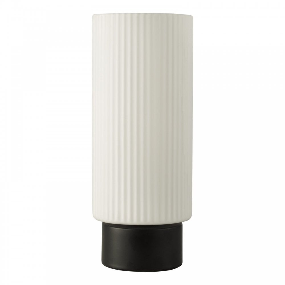 Aneska Matt Black Touch Table Lamp with Opal Glass