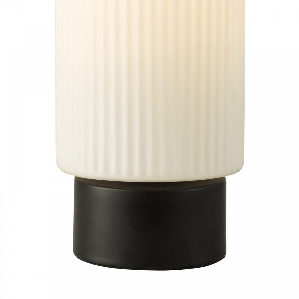 Aneska Matt Black Touch Table Lamp with Opal Glass