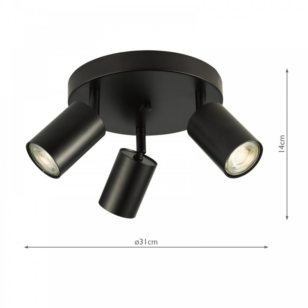 Cawley 3 Light Matt Black Spotlight