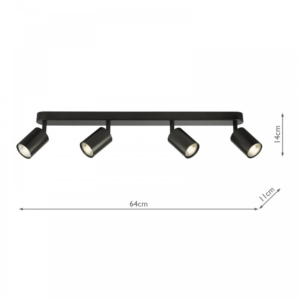 Cawley 4 Light Matt Black Spotlight Bar